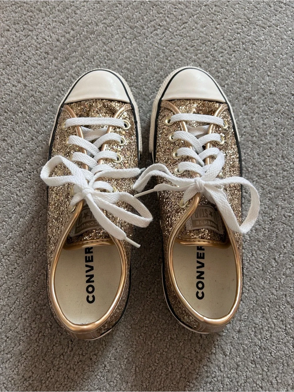 Chunky Gold Glitter Lowtop Converse - Picture 4 of 8